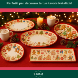 Set di 7 Vassoi e 1 Piatto Panettone - Decorazione Marzapane - in Mela
