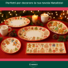 Set di 7 Vassoi e 1 Piatto Panettone - Decorazione Marzapane - in Mela