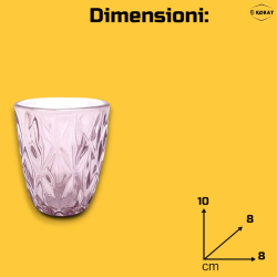 Set di 6 Bicchieri in Vetro Colorati - Fantasia Diamante - 250 ML