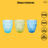 Set di 6 Bicchieri in Vetro Colorati - Fantasia Diamante - 250 ML
