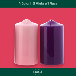 Set di 4 Candele per Avvento - 4 Colori Diversi - 5x12,5 cm
