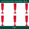 Set 6 Calici Flute in Vetro - Rosso Rigato - 160 ML
