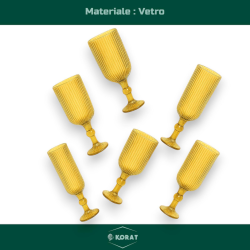 Set 6 Calici Flute in Vetro - Oro Rigato - 160 ML