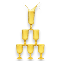 Set 6 Calici Flute in Vetro - Oro Rigato - 160 ML