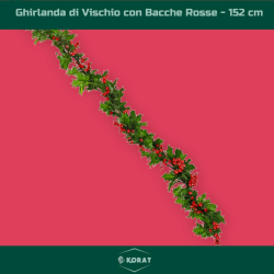 Ghirlanda Natalizia con Foglie di Vischio e Bacche Rosse – 152 cm, Dec