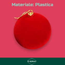 4 Palline Floccate Rosse - 12 Cm
