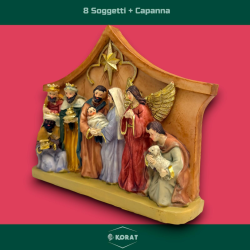 Presepe Tradizionale con Capanna e 8 Soggetti in Resina – Un’Elegante 