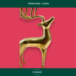 Renna Natalizia Dorata in Latta – Scultura Elegante per un Natale Raff