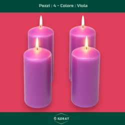 Set di 4 Candele Pilastro Lilla – Eleganza e Atmosfera per Casa, Tavol