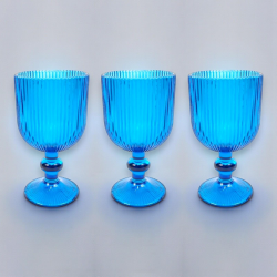 Set 6 Calici Vino Rigati - 260 ml - Azzurro 