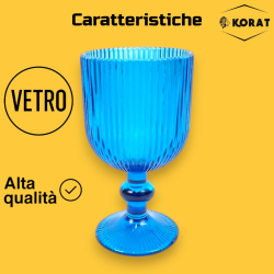 Set 6 Calici Vino Rigati - 260 ml - Azzurro 