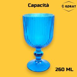 Set 6 Calici Vino Rigati - 260 ml - Azzurro 