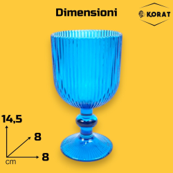 Set 6 Calici Vino Rigati - 260 ml - Azzurro 