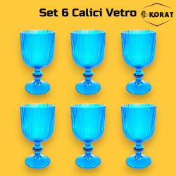 Set 6 Calici Vino Rigati - 260 ml - Azzurro 