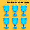 Set 6 Calici Vino Rigati - 260 ml - Azzurro 
