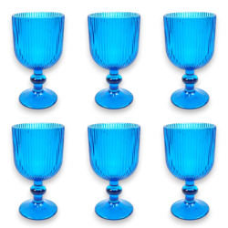 Set 6 Calici Vino Rigati - 260 ml - Azzurro 