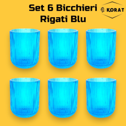Set 6 Bicchieri Rigati - 270 ml - Azzurro 