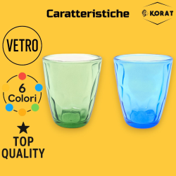 Set 6 Bicchieri - Fantasia Sagomata - 250 ml - Colori Misti