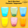 Set 6 Bicchieri - Fantasia Sagomata - 250 ml - Colori Misti