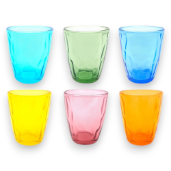 Set 6 Bicchieri - Fantasia Sagomata - 250 ml - Colori Misti