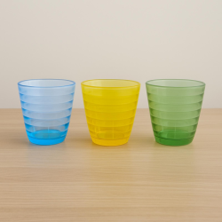 Set 6 Bicchieri - Fantasia Rigata - 250 ml - Colori Misti