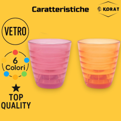 Set 6 Bicchieri - Fantasia Rigata - 250 ml - Colori Misti