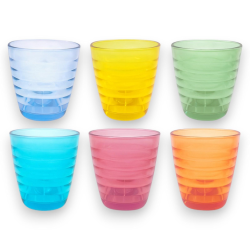 Set 6 Bicchieri - Fantasia Rigata - 250 ml - Colori Misti
