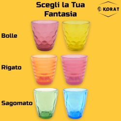 Set 6 Bicchieri - Fantasia Bolle - 285 ml - Colori Misti