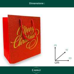 Set di 12 Buste Regalo in Carta - Rossa Glitterata con Scritto Oro - 2