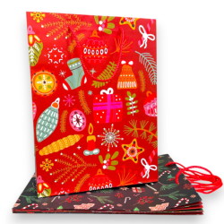 Set di 12 Buste Regalo in Carta - Natalizia con 3 Modelli Diversi - 33