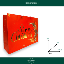 12 Buste Regalo in Carta - Rossa Orizzontale Merry Christmas - 45.5x33