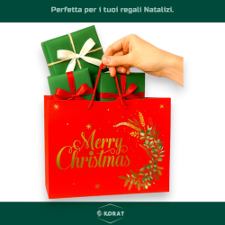 12 Buste Regalo in Carta - Rossa Orizzontale Merry Christmas - 45.5x33