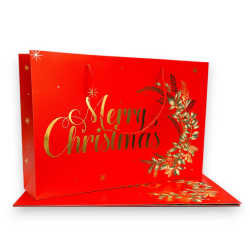 12 Buste Regalo in Carta - Rossa Orizzontale Merry Christmas - 45.5x33