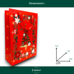 12 Buste Regalo in Carta - Rossa in Velluto Decorazione Oro - 30x42x12