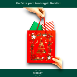 12 Buste Regalo in Carta - Rossa in Velluto Decorazione Oro - 30x42x12