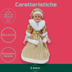 Mamma Natale - 30 cm - Con Abito Natalizio Con Pailletes Oro