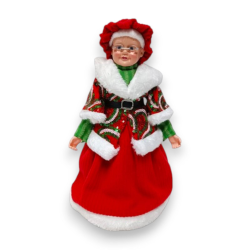 Mamma Natale - 30 cm - Con Abito Natalizio Con Pailletes Rosso/Verde