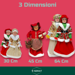 Mamma Natale - 64 cm - Con Abito Natalizio Con Pailletes Rosso/Verde
