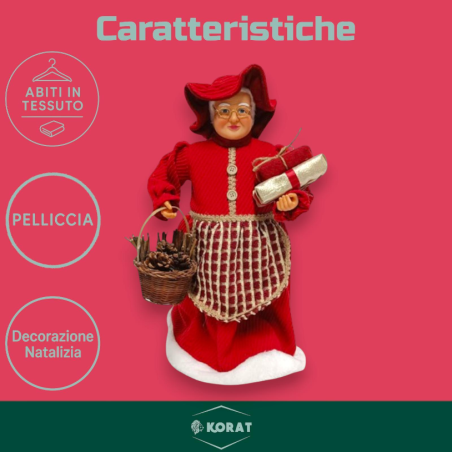 Mamma Natale - 45 cm - Con Abito Natalizio Rosso