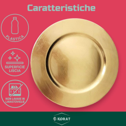 Set 24 Sottopiatti - 33 Cm - Liscio - Oro