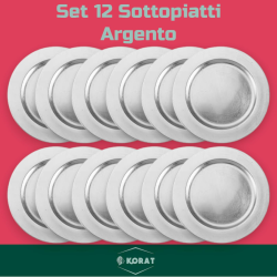 Set 12 Sottopiatti - 33 Cm - Liscio - Argento