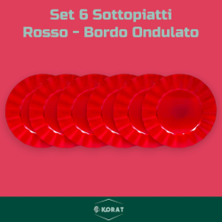 Set 6 Sottopiatti - Bordo Ondulato - Rosso