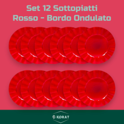 Set 12 Sottopiatti - Bordo Ondulato - Rosso