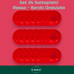 Set 24 Sottopiatti - Bordo Ondulato - Rosso