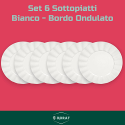 Set 6 Sottopiatti - Bordo Ondulato - Bianco
