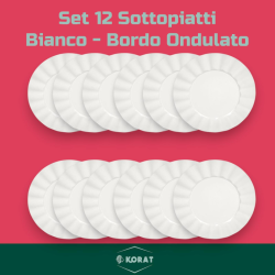 Set 12 Sottopiatti - Bordo Ondulato - Bianco