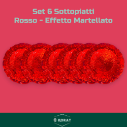 Set 6 Sottopiatti - Effetto Martellato - Rosso
