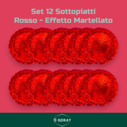 Set 12 Sottopiatti - Effetto Martellato - Rosso