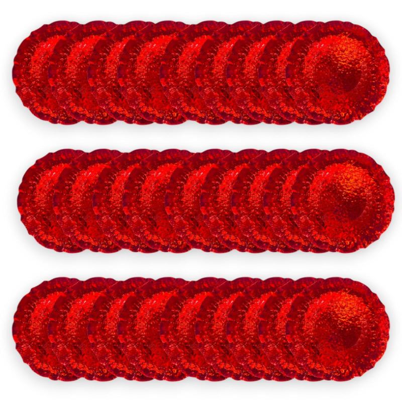 Set 24 Sottopiatti - Effetto Martellato - Rosso
