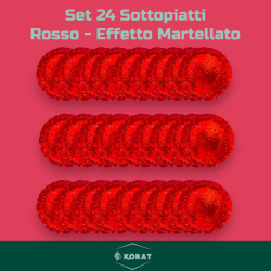 Set 24 Sottopiatti - Effetto Martellato - Rosso